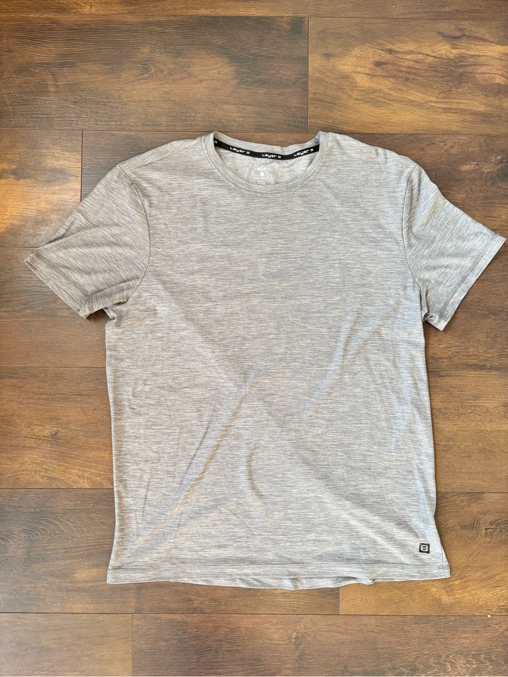 Layer 8 Men's Heathered Light Gray Crew Neck T-Shirt